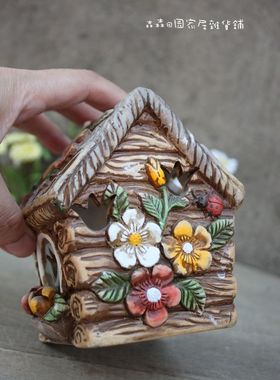 工艺欧式风小房子烛台样板间摆件