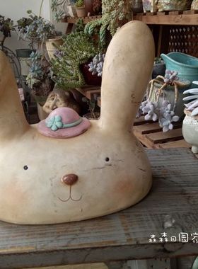 古董陶土彩绘摆件家居装饰