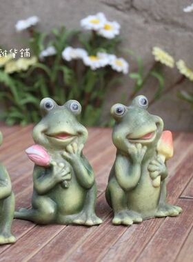 田园风陶瓷摆件情侣青蛙结婚礼物