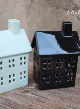 美式风别墅陶瓷房子沙盘仿真摆件