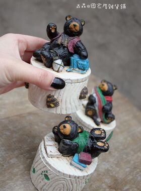 小黑熊美式乡村风儿童房工艺摆件