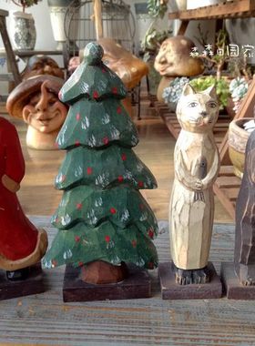 卡通风招财猫咪圣诞树古董娃娃