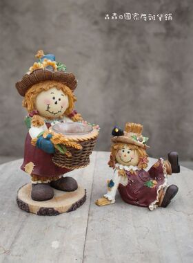 古董小丑布娃娃美式乡村风装饰品