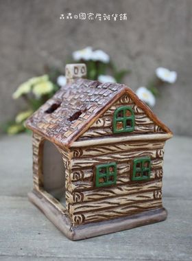 样品复古做旧小木屋烛台家居装饰