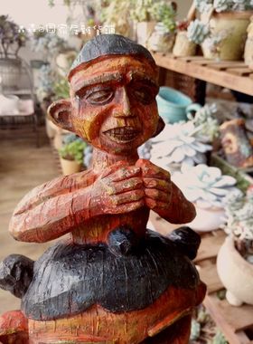 树脂印第安人雕刻人物壁饰装饰品