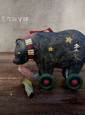 小熊马戏团铁艺复古做旧装饰摆件