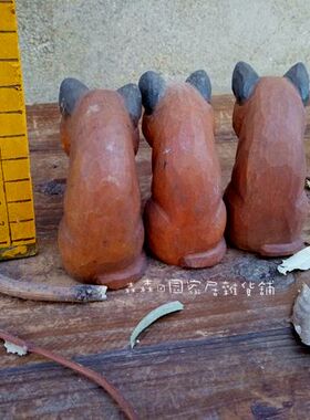 美式乡村实木雕刻可爱风装饰摆件