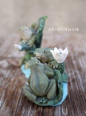 田园风情侣青蛙烛台户外家居装饰