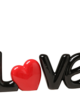 原创陶瓷插花简约LOVE花瓶摆件