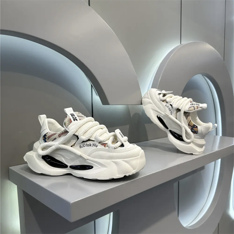 潮牌国潮老爹鞋2025秋冬新款男鞋时尚印花刺绣厚底增高运动休闲鞋 - 图0