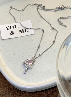 月神降临爱心环绕锆石项链女2024新款轻奢小众设计感甜美风锁骨链