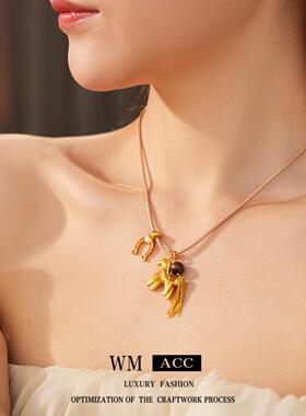 滴油石头小马吊坠毛衣链