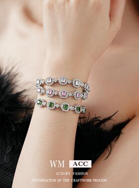 锆石正方形镂空手链时尚百搭轻奢精致手环小众高级感气质手饰