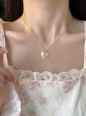 锆石爱心项链高级感个性百搭锁骨链时尚轻奢小众网红同款项饰