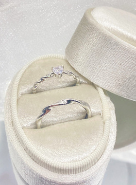 恋爱旋律在逃公主爱心对戒2024新款莫比乌斯环螺纹轻奢小众戒指