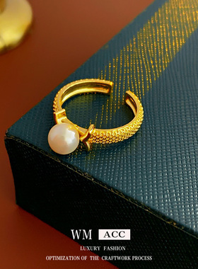 真金电镀锆石蝴蝶开口戒指小众复古宫廷风食指戒轻奢高级感手饰女