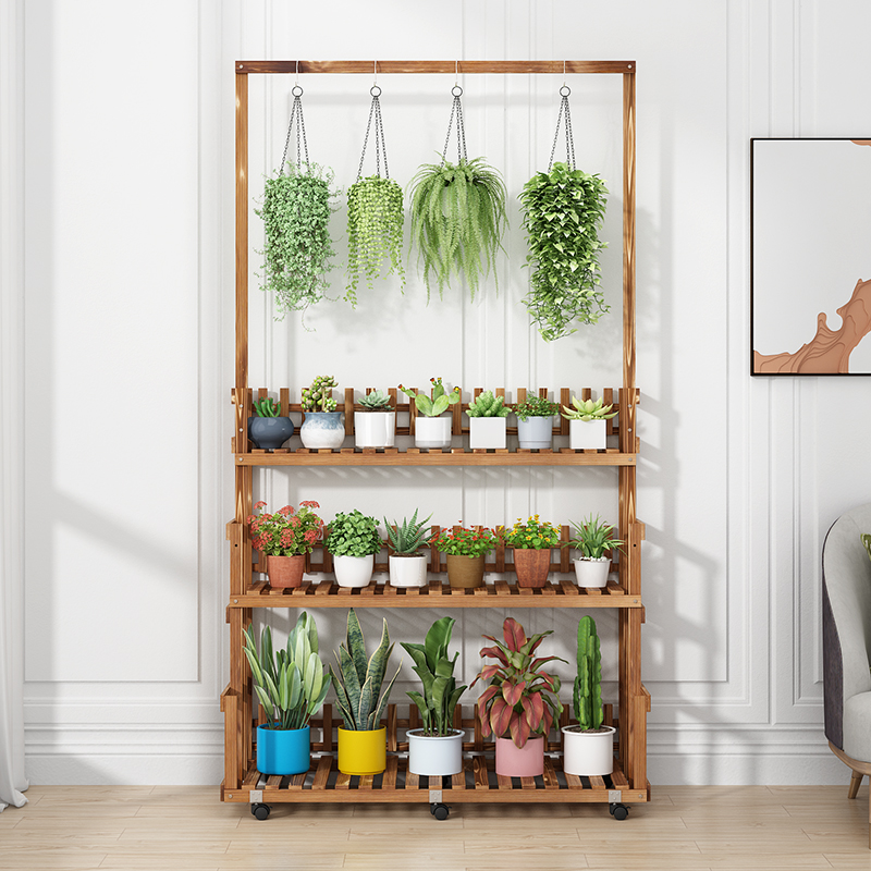 花架子阶梯式室内户外多层实木置物架绿箩多肉吊兰落地阳台花架子 - 图0