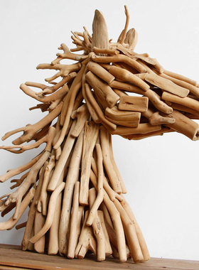 木质马头侘寂风民宿桌面玄关摆件