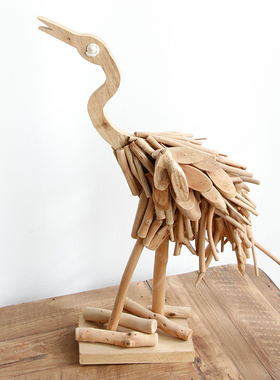 手工实木仙鹤电视柜摆件