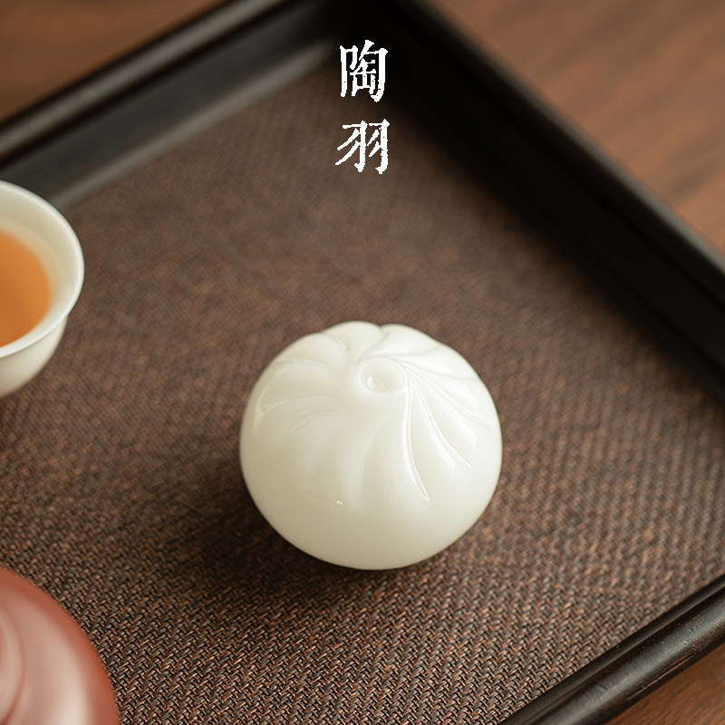 璞玉招财进宝小福包茶桌摆件茶宠盖碗茶壶盖置功夫茶具茶玩可养,淘宝优惠券,粉丝福利购,淘宝优惠卷