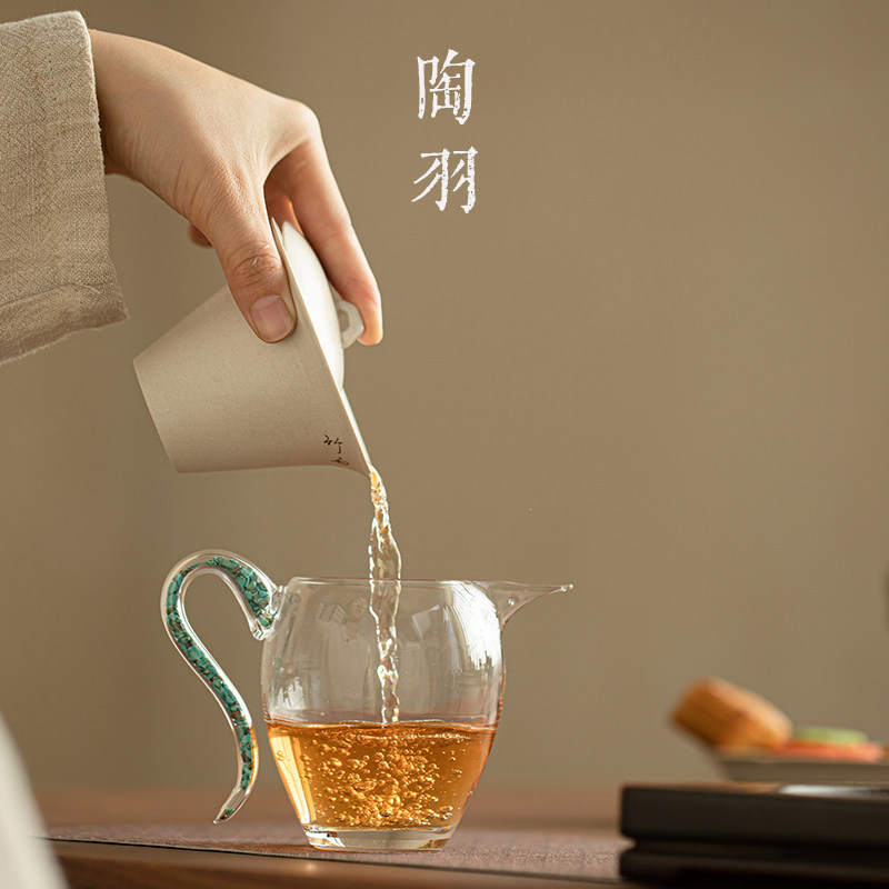 绿松石玻璃公道杯分茶器耐高温茶海防烫加厚手工玻璃高档功夫茶具,淘宝优惠券,粉丝福利购,淘宝优惠卷