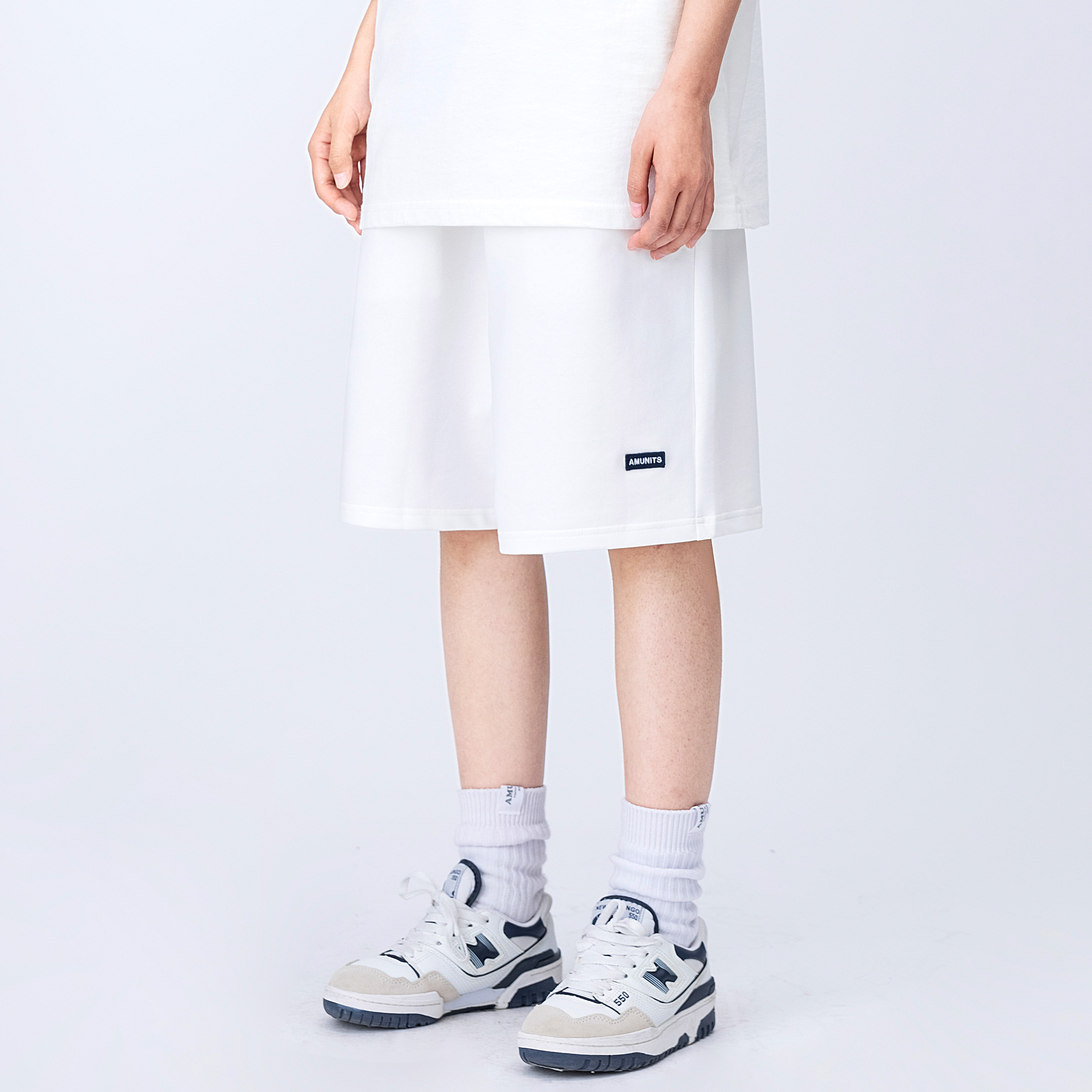 MANNSTU 夏季新款日系宽松纯色短裤卫裤女直筒休闲抽绳中性五分裤 - 图0