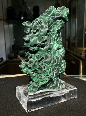 天然绒毛针状孔雀石原石摆件矿物标本奇石观赏石收藏装饰乔迁送礼