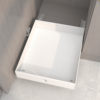 All-white kitchen cabinets with deep cabinets remodeled with basket drawers