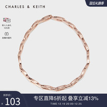 CHARLESKEITH AUTUMN WINTER ACCESSORIES CK5-21470096 LADY RING STAR PERSONALITY CHAIN LOCK BONE CHAIN