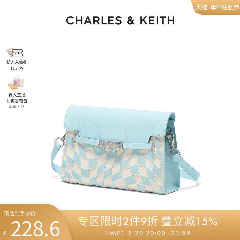 CHARLES&KEITH春夏女包CK2-20270943中号拼色棋盘格单肩斜挎包女-图0