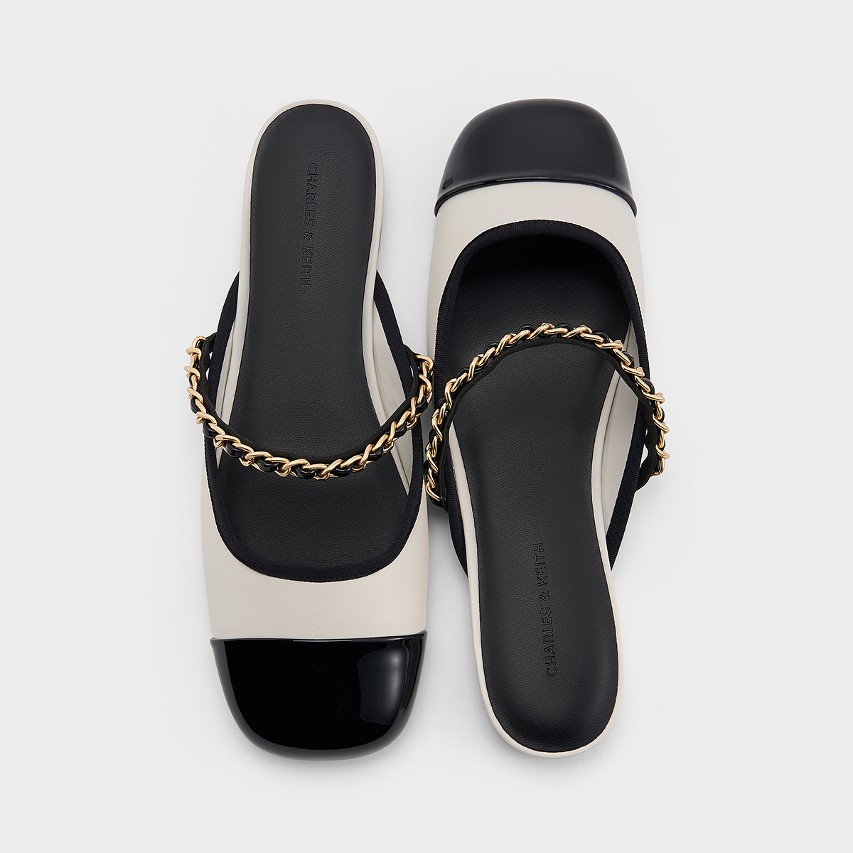 CHARLES&KEITH25夏新款CK1-70381141时尚拼接链条平底穆勒鞋拖鞋 - 图1