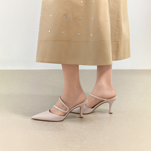 CHARLES&KEITH26夏新款CK1-60361618气质尖头高跟穆勒鞋包头拖鞋 - 图0