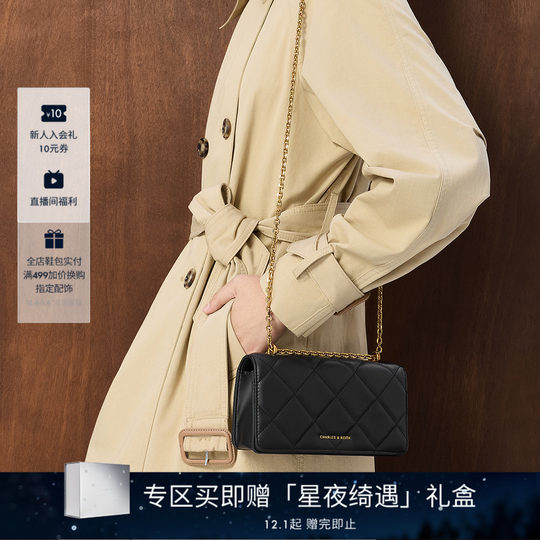 CHARLES&KEITH oil painting diamond chain bag