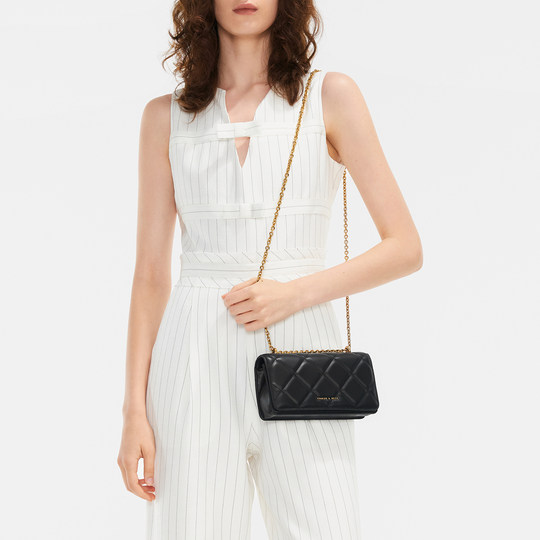 CHARLES&KEITH oil painting diamond chain bag