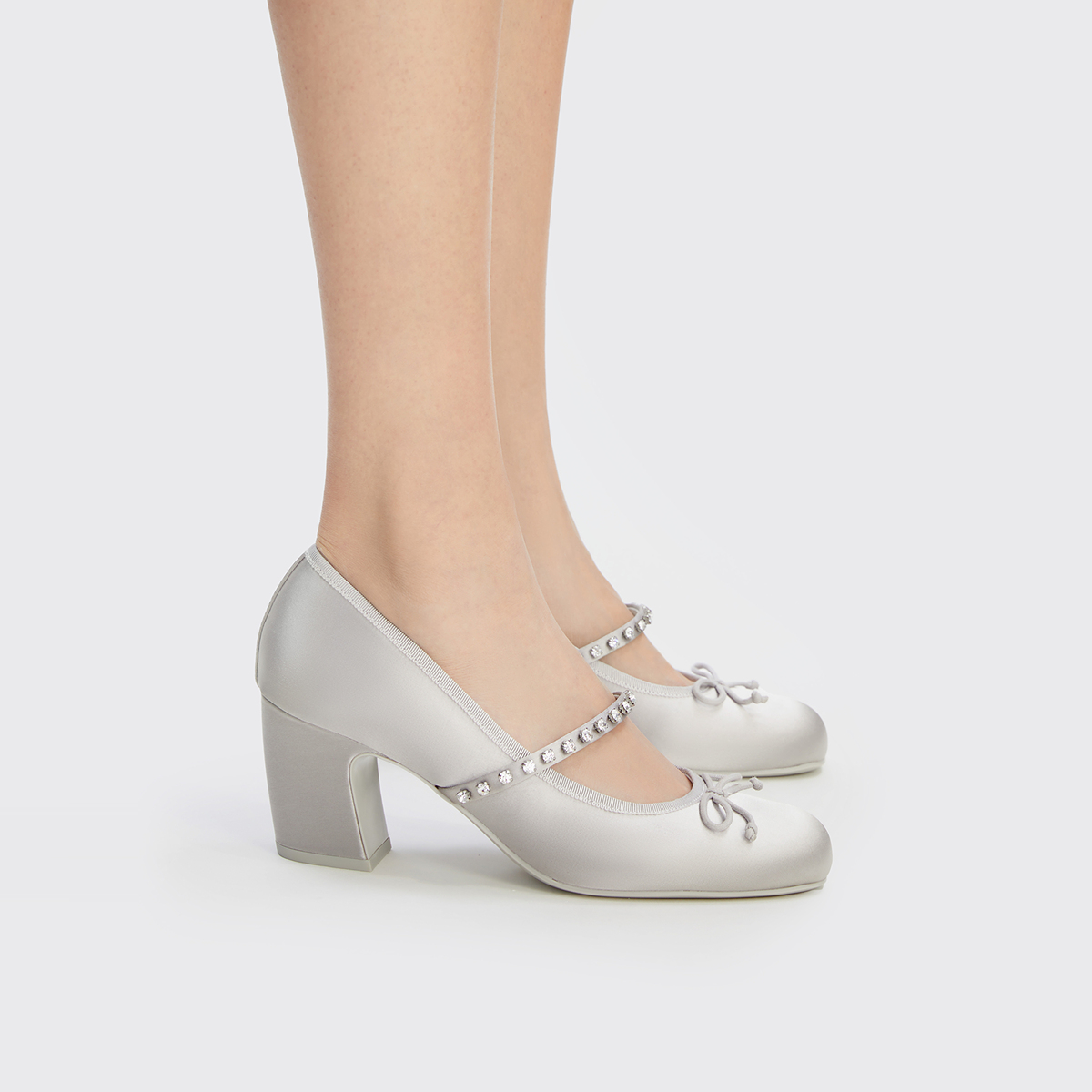 CHARLES&KEITH秋冬女鞋CK1-60280448亮钻一字带高跟玛丽珍鞋女 - 图1