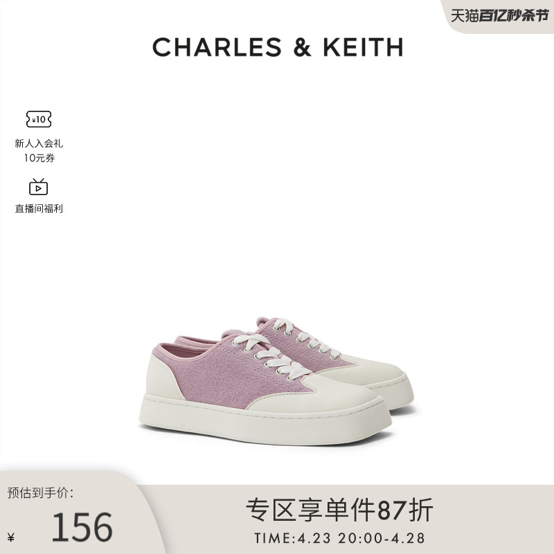 CHARLES&KEITH春夏女鞋CK1-70900322女士拼色方头厚底休闲鞋单鞋-图0