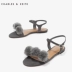 CHARLES & KEITH dép nữ mùa xuân và mùa hè CK1-70920033 khóa từ với giày bóng bằng phẳng - Sandal Sandal