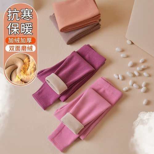 Удерживающие тепло штаны, флисовое бархатное термобелье, увеличенная толщина, для среднего возраста