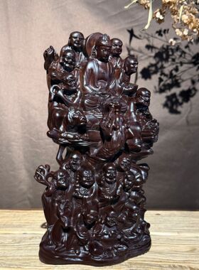 黑檀红木十八罗汉摆件