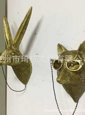 仿铜树脂动物壁挂室内客厅装饰