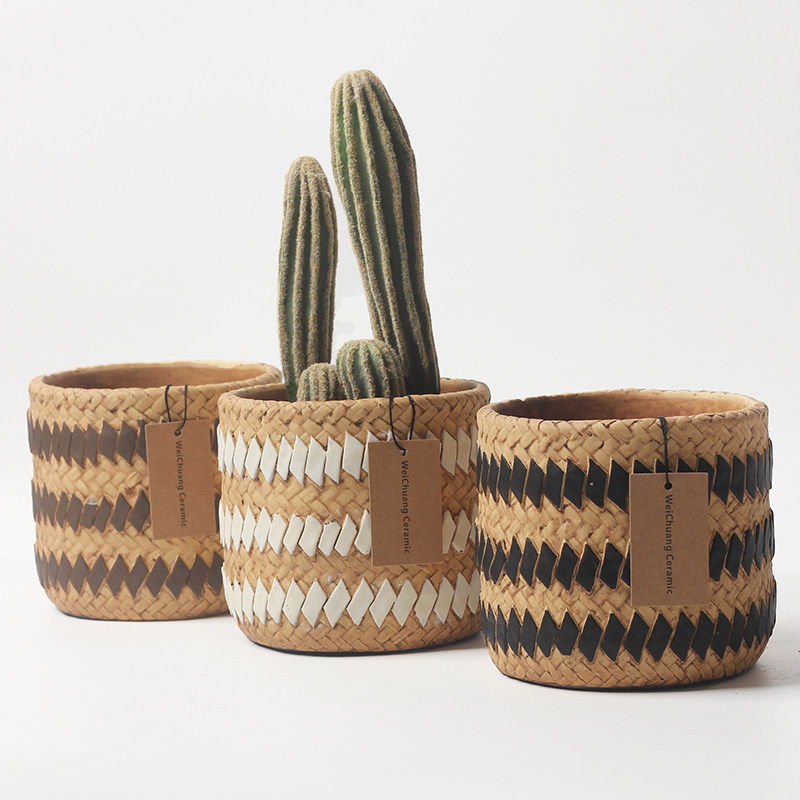 北欧风格|水泥花盆复古方格风格抽象创意盆栽小盆栽绿植有孔花盆,淘宝优惠券,粉丝福利购,淘宝优惠卷