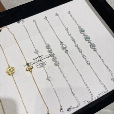 清冷感s925纯银蓝水翡翠水沫玉天然水晶手链天然危料蓝绿色显白