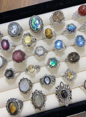 12.25更新欧泊戒指合集复古简约小众轻奢ins天然水晶彩宝活口活口