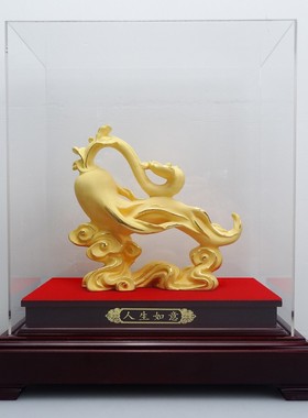 绒沙金人生如意摆件家居摆设礼品送人创意礼物绒沙金镀金摆件