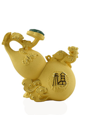 福禄葫芦绒沙金葫芦摆件 葫芦中式家居饰品乔迁开业礼品摆件纳福