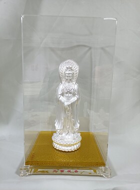 足银999三面观音摆件纯银观音菩萨像佛像家居客厅工艺品金银礼品