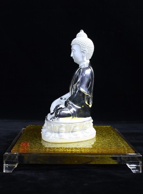 纯银药师佛摆件客厅办公室佛堂桌面摆件送礼家居摆件东方三圣佛像