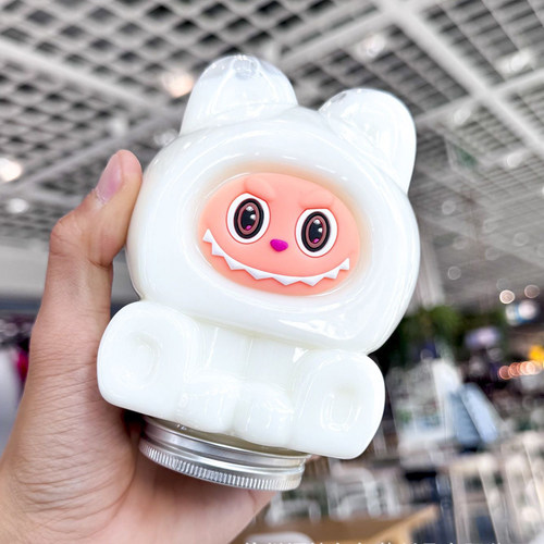 350ml/500ml透明拉布布瓶pet饮料瓶咖啡泡茶冷萃labubu果汁奶茶杯 - 图1