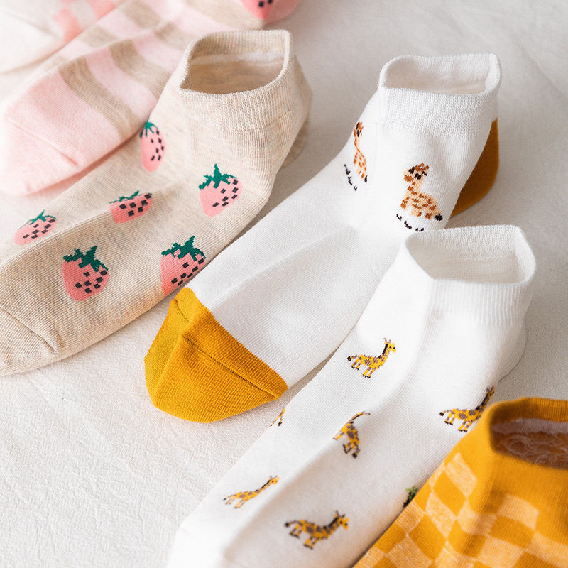 浅口薄款可爱日系ins潮韩国女短袜 靠右短袜/打底袜/丝袜/美腿袜