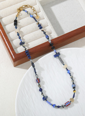 英国Cherry Kitty欧美青金石蓝色系串珠项链欧美童趣时尚百搭